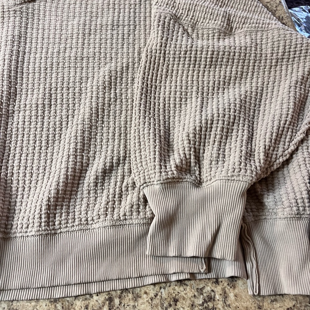 American Eagle Outfitters seriously lived in Beige waffle Sweater sweatshirt - Picture 2 of 10